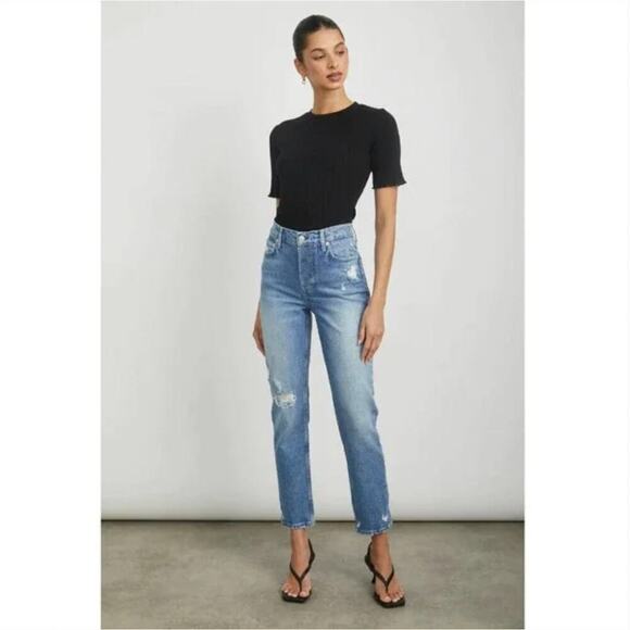 NEW $198 Rails Melrose Slim Arctic Distress Straight Jean Size 24 NWT - Picture 1 of 10